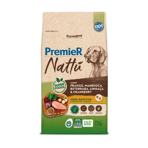 Premier Nattu Cães Adultos Mandioca 12kg