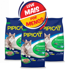 3 Areias  Higiênica Pipicat Classic para Gatos 4kg