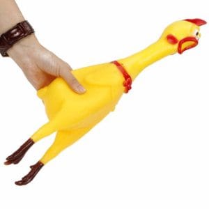 Galinha de Borracha Mordedor com Som 17cm