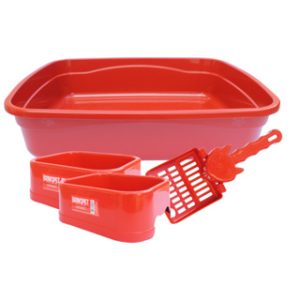 Kit Bandeja Sanitária para Gatos com Bebedouro, Comedouro e Pá Higiênica