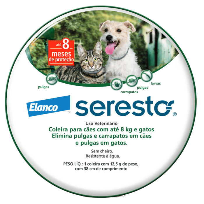 Coleira Seresto para Cães até 8kg - Proteção contra Pulgas e Carrapatos